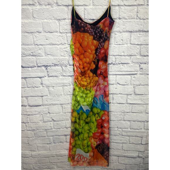 Zara Multicolor Fun Print/Fruity Patterned Bodycon Dress Size Small NEW w/tags - Picture 4 of 6